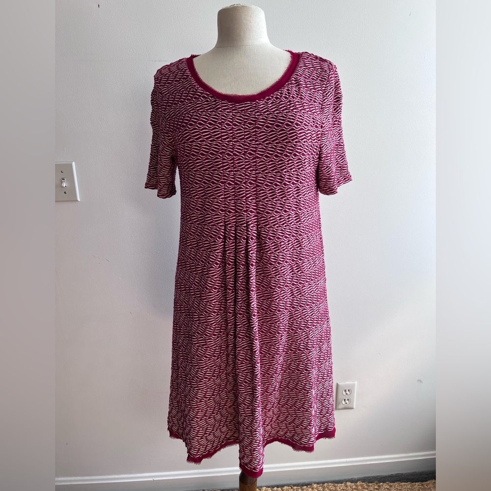 Maeve Anthropologie Red and White Pleated Mini dress